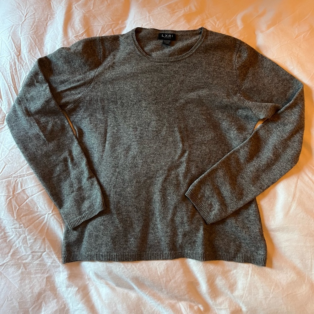 Grey Cashmere Crewneck Sweater